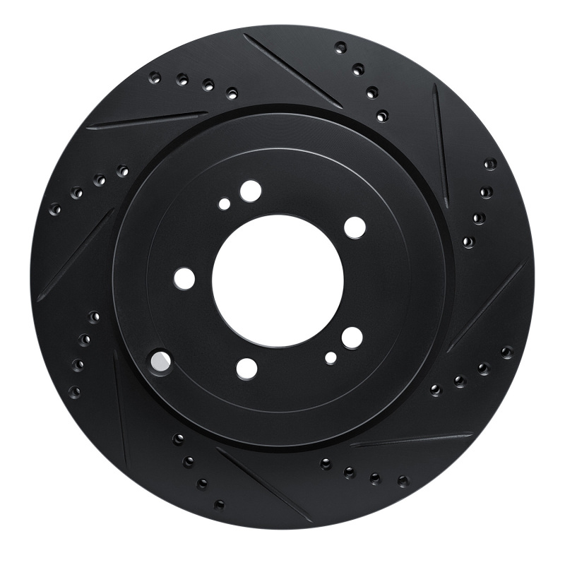 Mitsubishi Lancer Brake Rotor (1) - Rear Right - R1 Concepts - Drilled & Slotted - Black - `08-`15